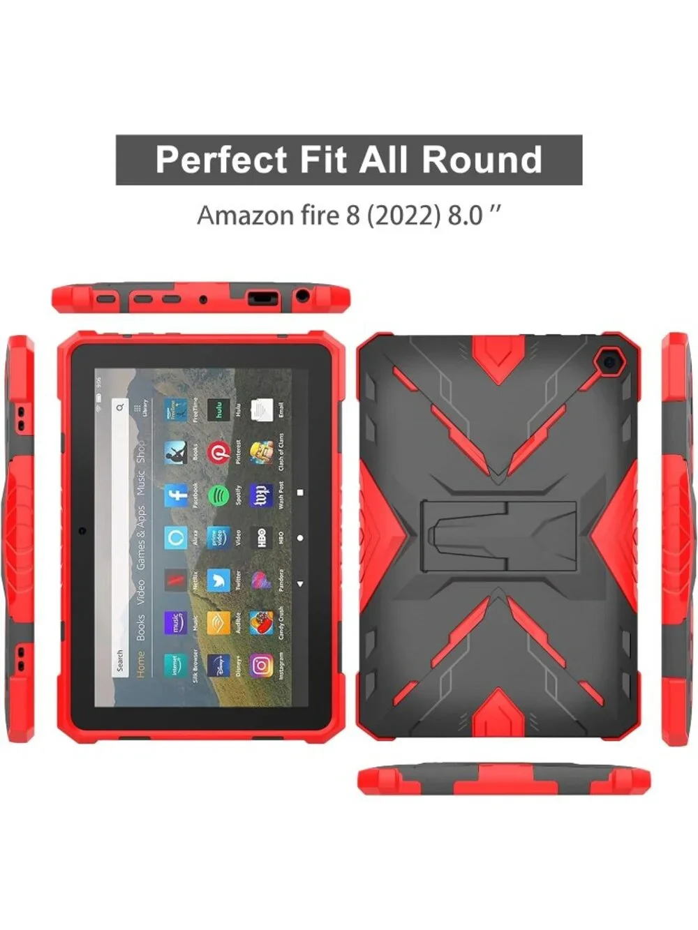 Kickstand Armor Defender Case – Purple –‎ For Fire 8/8 Plus (12th Gen, 2022)